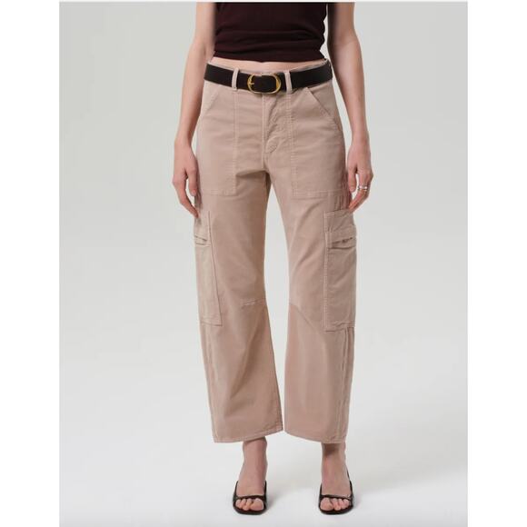 Citizens of Humanity Marcelle Cargo Corduroy Pants 31 Pale Stone NEW